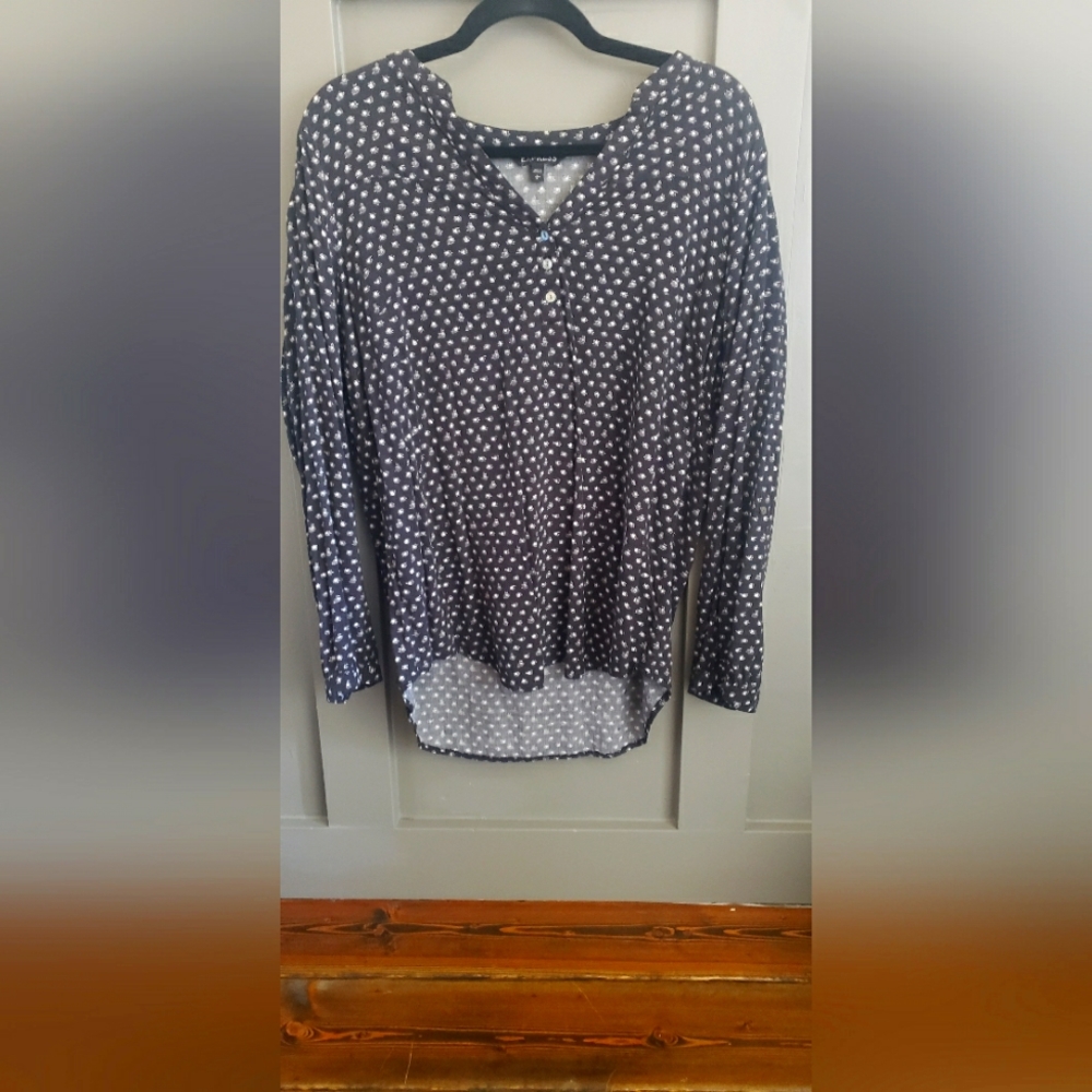 Navey blue Womens large Express blouse with buttons on chest and wrists